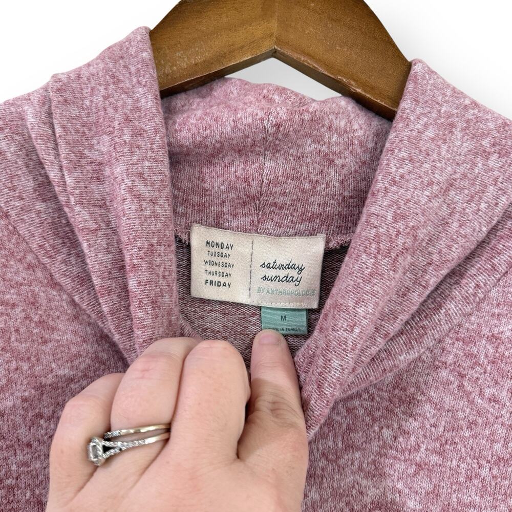 Anthropologie Saturday Sunday Brushed Fleece Turtleneck Sweater Pink Womens M - Picture 4 of 10